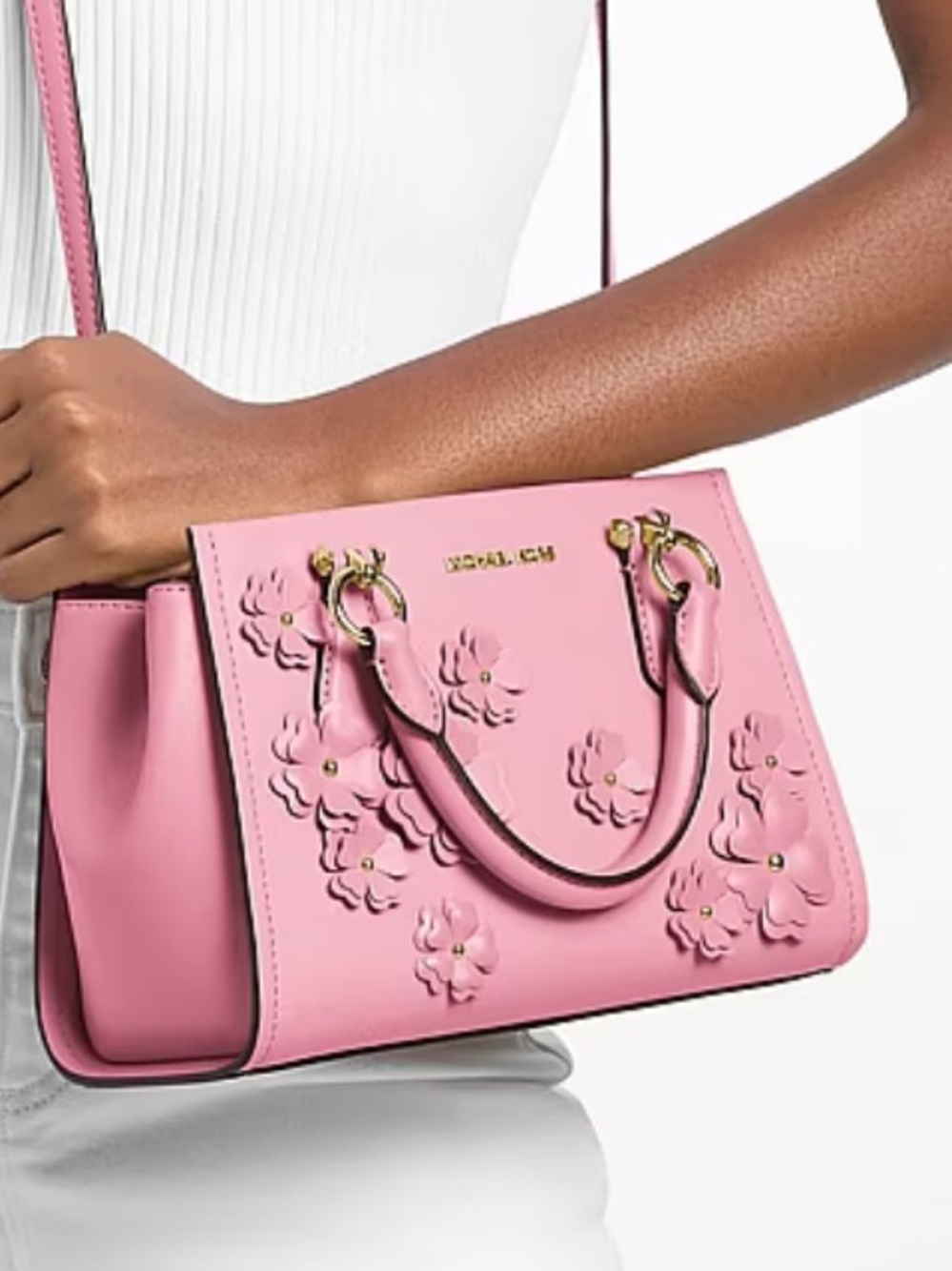 MICHAEL KORS Marilyn Small Floral Embellished Satchel Crossbody and Wallet Set - Picture 12 of 14